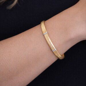 JF0351 Meridian Geo Hinged Gold Bangle by BRIGHTON